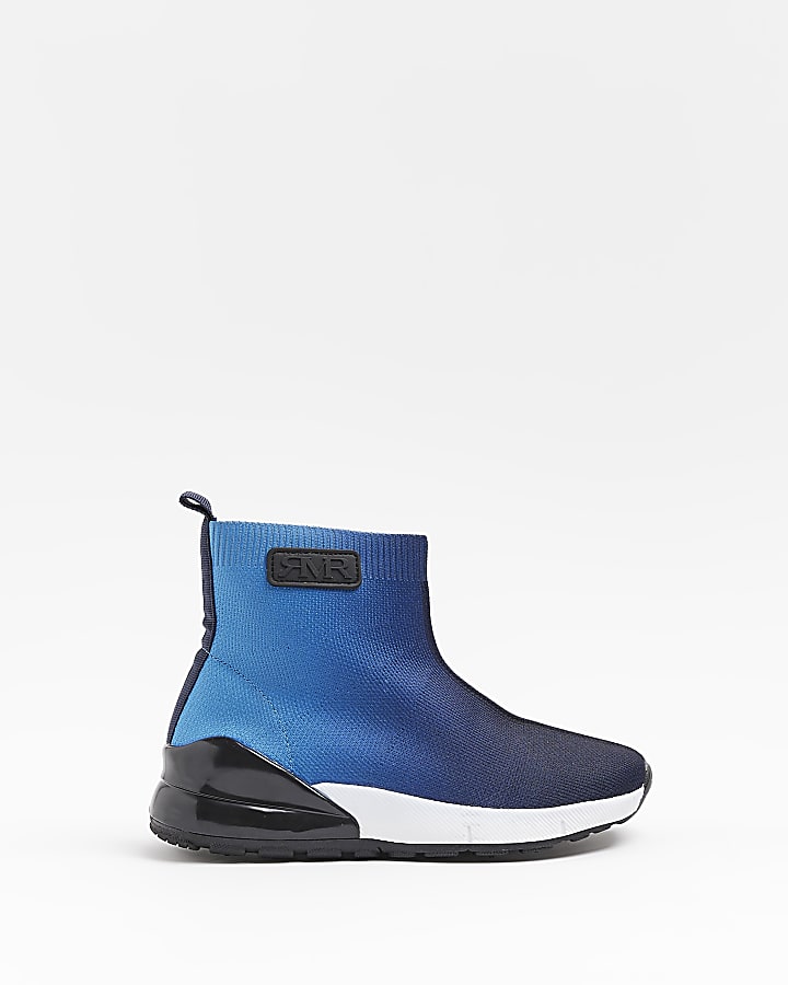 Boys Blue Knit Sock High Top trainers