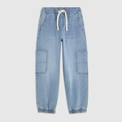 Boys Blue Loose Cuffed Cargo jeans
