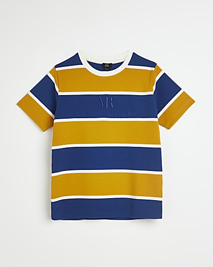 Boys blue Maison Riviera striped t-shirt