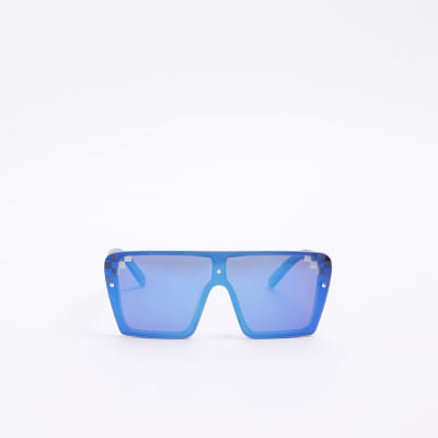 Boys blue ombre visor sunglasses River Island