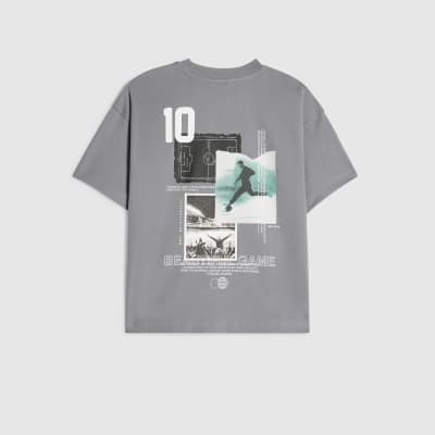Boys Blue Oversized Football Collage T-Shirt