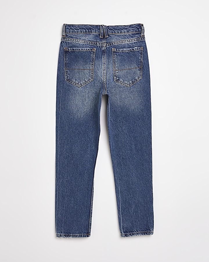 Boys blue patchwork regular fit jeans