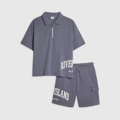 Boys Blue RI Polo Shirt And Shorts Set
