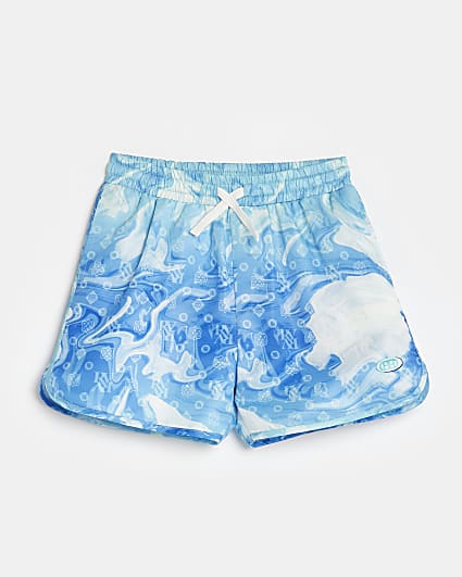 Boys blue RI water print swim shorts
