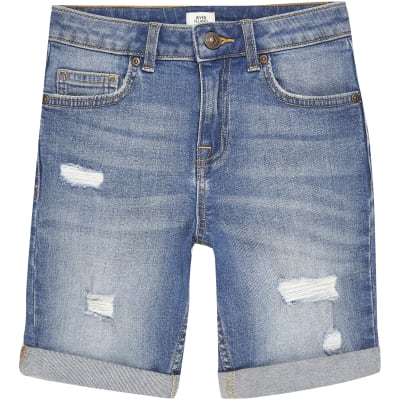 boys ripped jean shorts