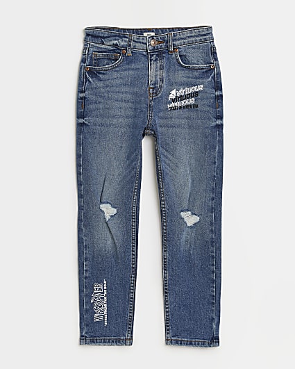 Boys blue rip regular fit jeans