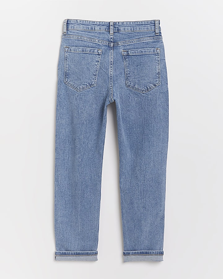 Boys blue ripped regular fit jeans