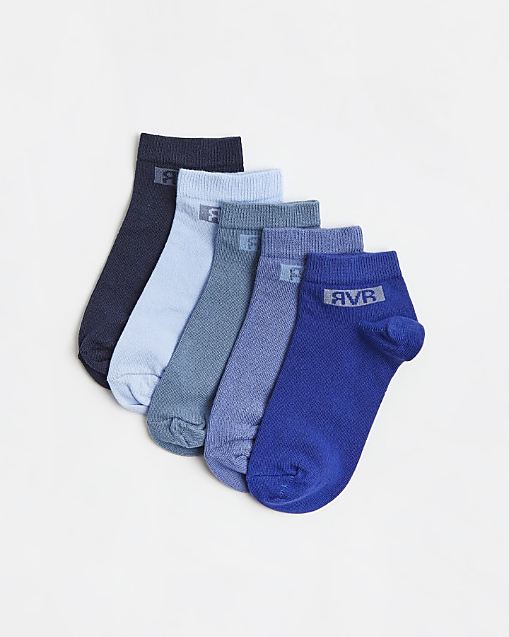 Boys blue RVR trainer socks 5 pack