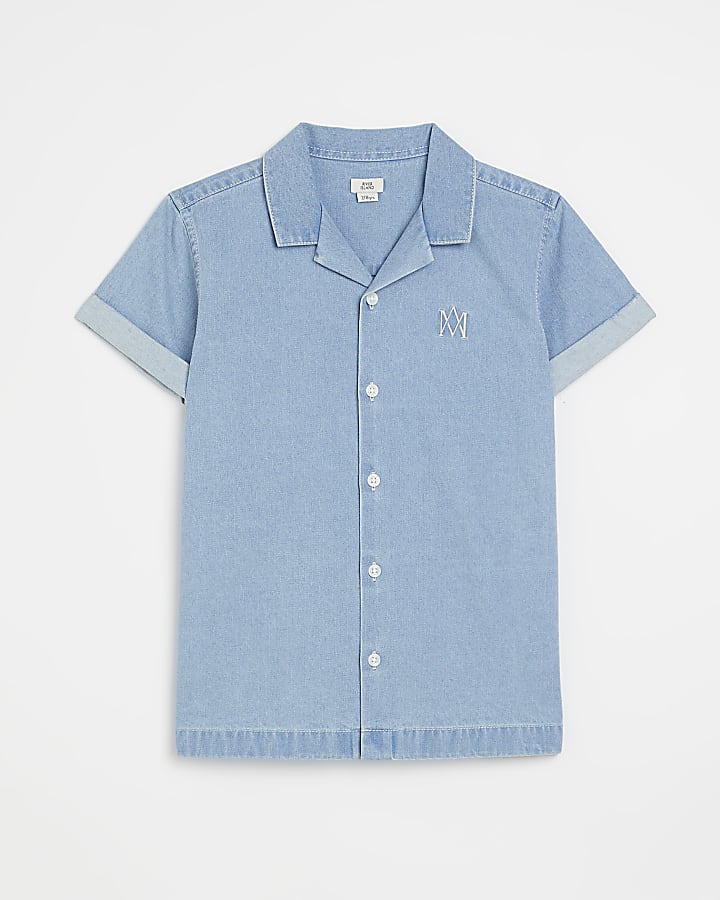 Boys Blue Short Sleeve Denim Shirt