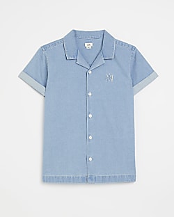 Boys Blue Short Sleeve Denim Shirt