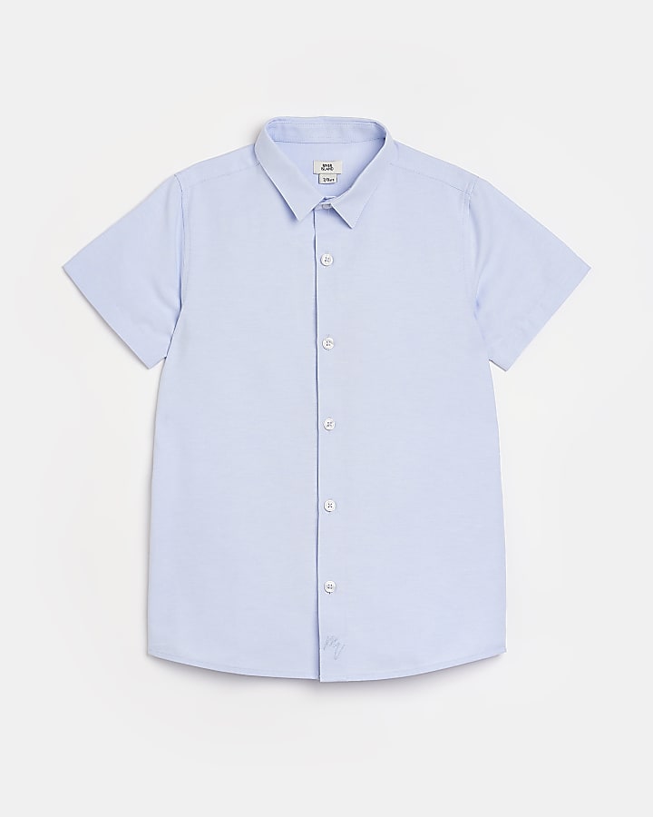 Boys blue short sleeve oxford shirt