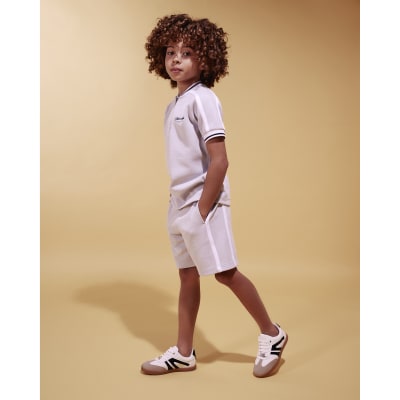 Boys Blue Slim Fit Baseball Polo Set