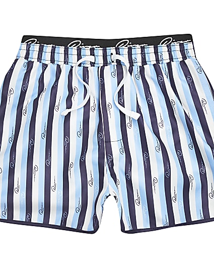 Boys blue stripe volume swim shorts