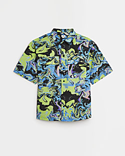 Boys blue swirl print short sleeve shirt
