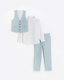 Boys blue tailored 3 piece suit set