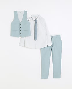 Boys blue tailored 4 piece suit set