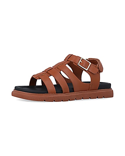 360 degree animation of product Boys brown caged sandals frame-1