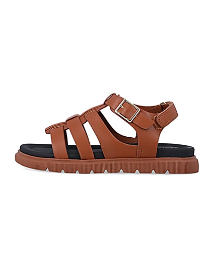 360 degree animation of product Boys brown caged sandals frame-3