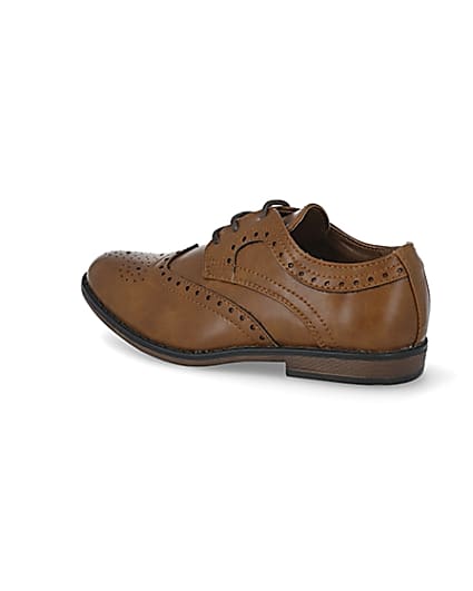 360 degree animation of product Boys brown embossed lace-up brogues frame-5