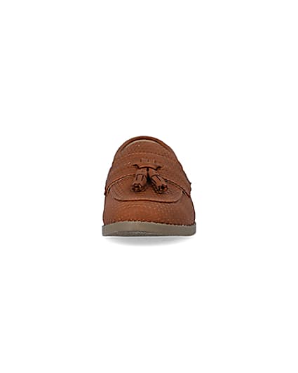360 degree animation of product Boys Brown Embossed Loafer frame-21