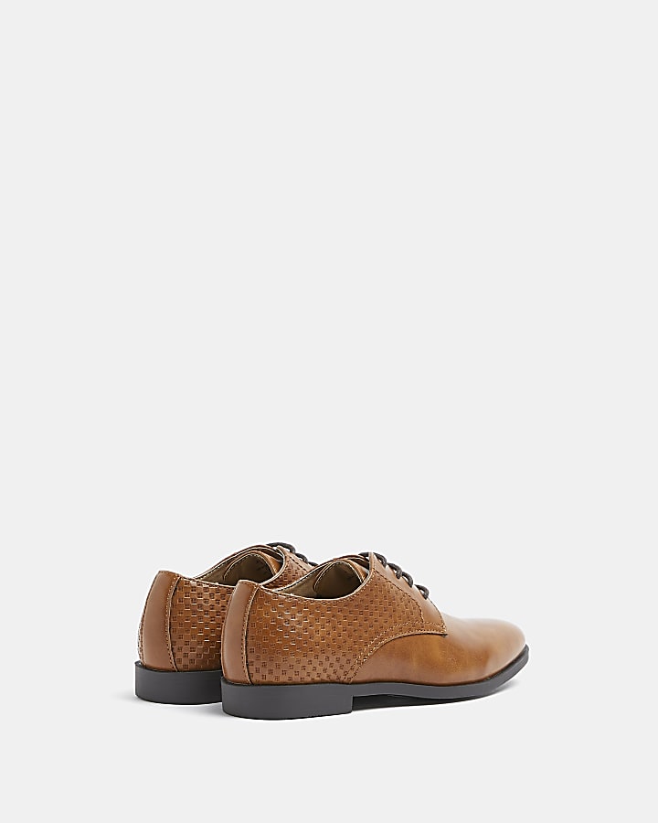 Boys brown embossed pointed smart shoes