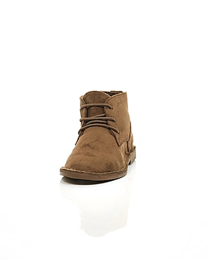 360 degree animation of product Boys brown faux suede desert boots frame-5