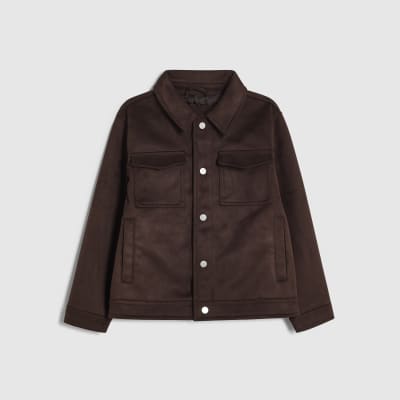 Boys Brown Faux Suede Western Jacket