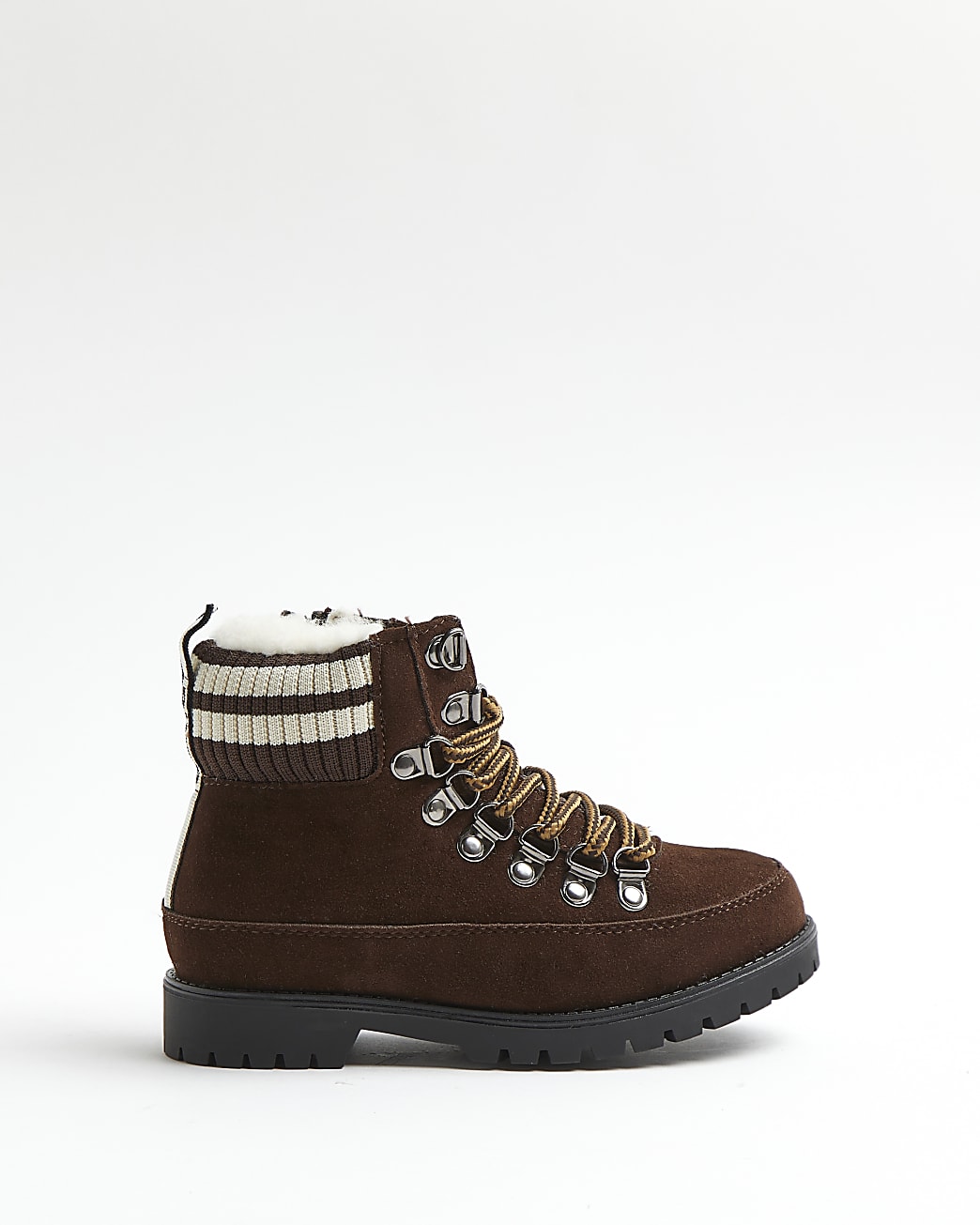 Boys brown knit hiker boots