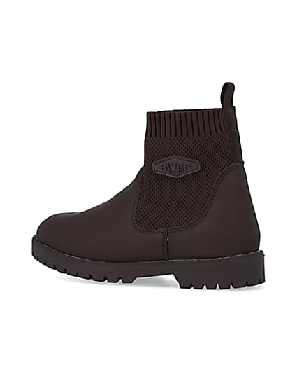 360 degree animation of product Boys Brown Knitted Boots frame-5