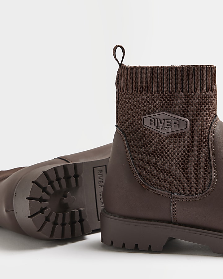 Boys Brown Knitted Boots