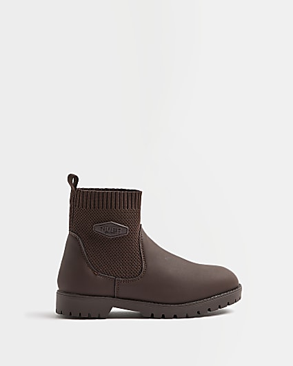 Boys Brown Knitted Boots