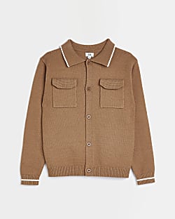 Boys Brown knitted shirt Cardigan