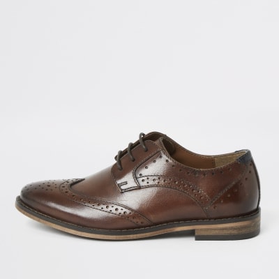 Boys brown lace-up leather brogues | River Island