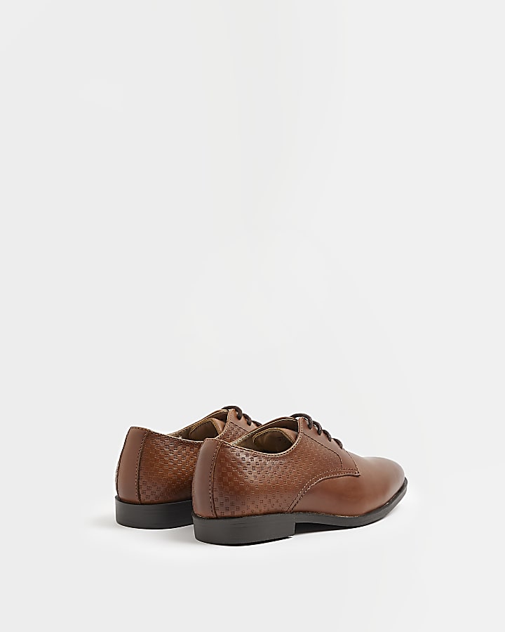 Boys Brown Leather embossed Pointed shoes