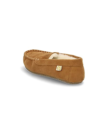 360 degree animation of product Boys brown moccasin slippers frame-6
