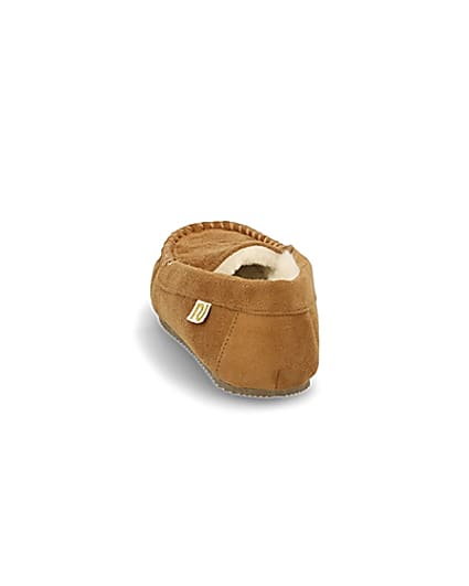 360 degree animation of product Boys brown moccasin slippers frame-8