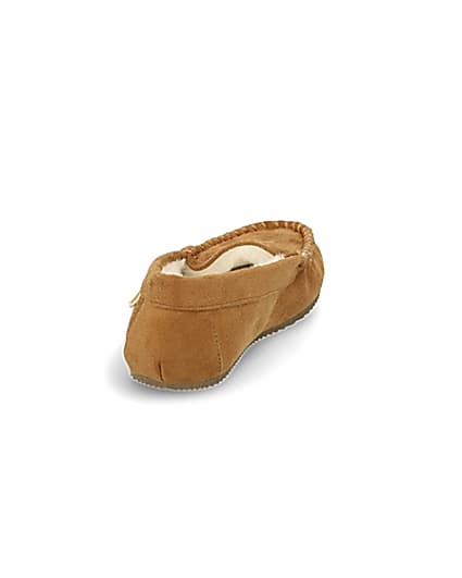 360 degree animation of product Boys brown moccasin slippers frame-10