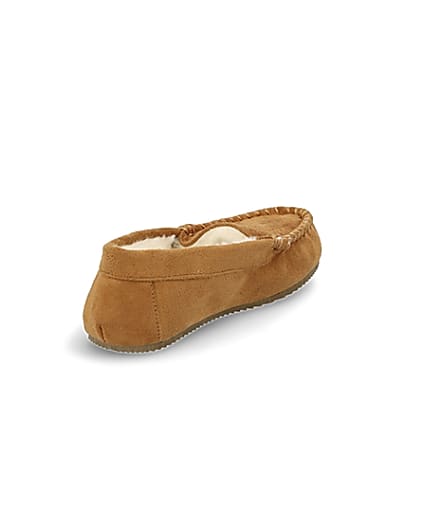 360 degree animation of product Boys brown moccasin slippers frame-11