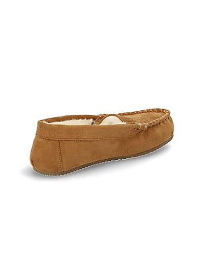 360 degree animation of product Boys brown moccasin slippers frame-12