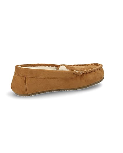 360 degree animation of product Boys brown moccasin slippers frame-13
