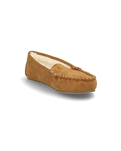 360 degree animation of product Boys brown moccasin slippers frame-18