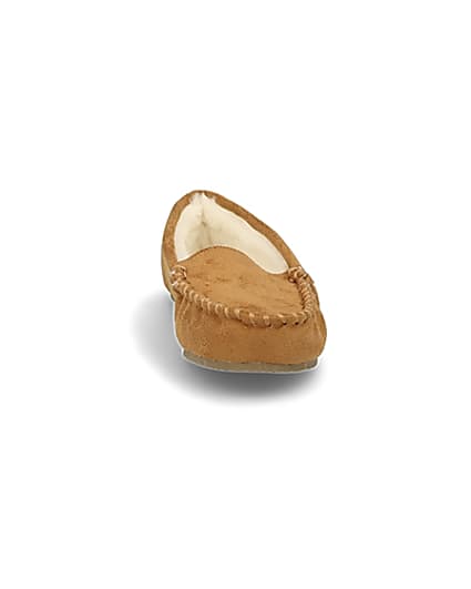 360 degree animation of product Boys brown moccasin slippers frame-20