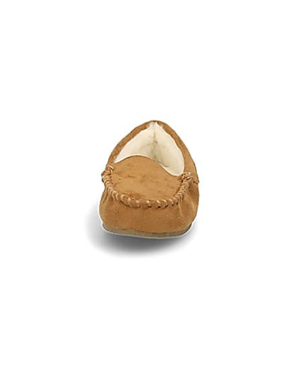 360 degree animation of product Boys brown moccasin slippers frame-21