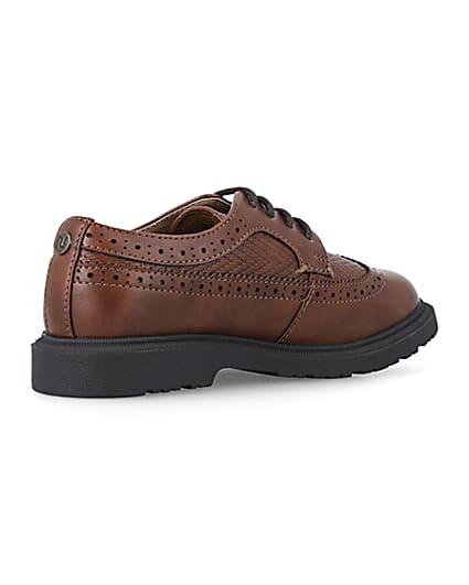 360 degree animation of product Boys brown Pu lace up brogue shoes frame-12