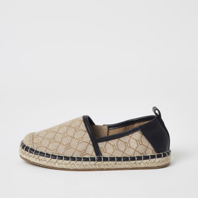 Boys brown RI monogram espadrille 