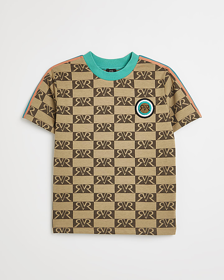 Boys brown RI monogram t-shirt