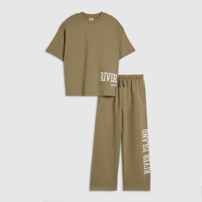 Boys Brown RI T-Shirt And Joggers Set