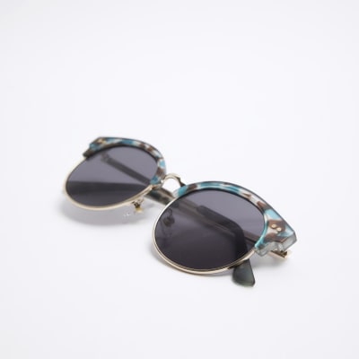 Boys brown round tortoise sunglasses River Island