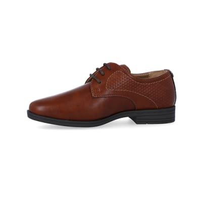 Boys Brown wide fit embossed shoes | River Island