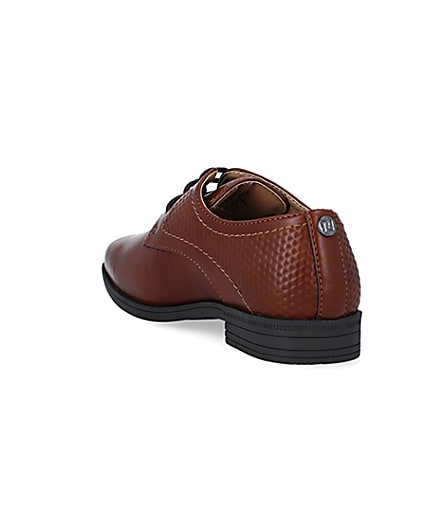 360 degree animation of product Boys Brown wide fit embossed shoes frame-7